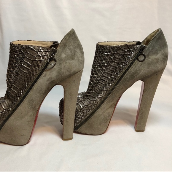 Christian Louboutin Python Suede Booties - Picture 8 of 16